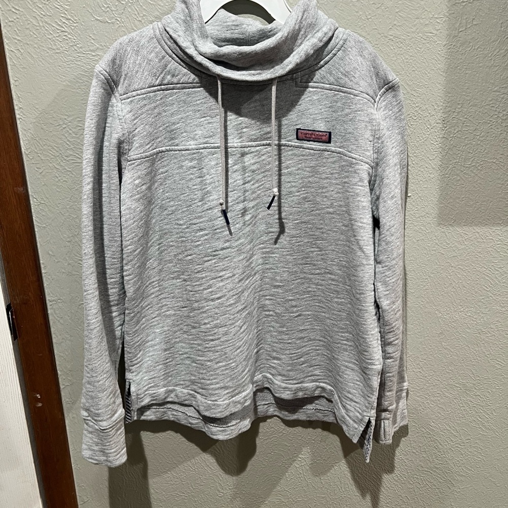 Vineyard Vines Heather Gray Cowl Neck Sweater 100% Cotton Size Small EUC